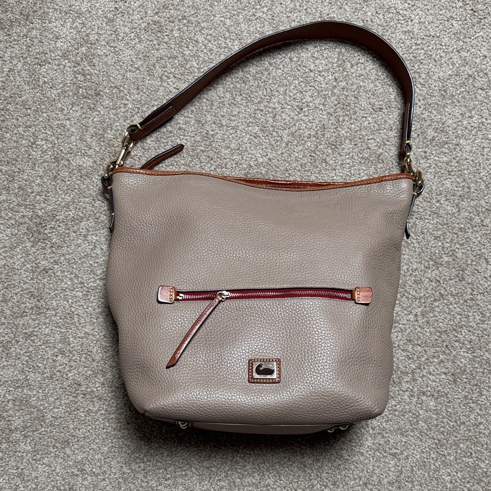 Dooney & Bourke Taupe and Brown Camden Hobo Bag EUC